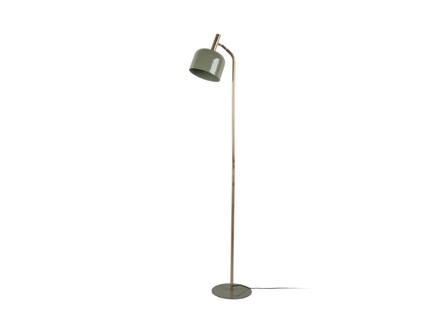 Vloerlamp Greimmea Groen H164 cm met retro design, geëmailleerde kap en goudkleurige accenten
