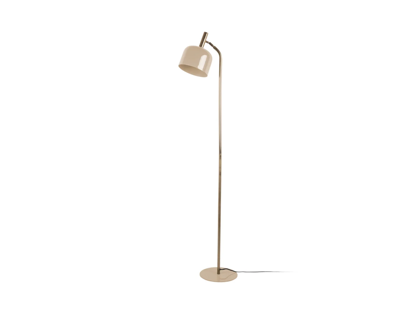 Vloerlamp Mossar zacht bruin, slank 164 cm hoog met ronde kap en goudkleurige voet