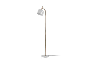 Vloerlamp Jistane Wit H164 cm met modern retro design, goudkleurige voet en witte kap
