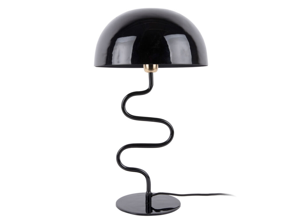Tafellamp Grientino Zwart H54 cm met gedraaid frame en glanzende geëmailleerde kap
