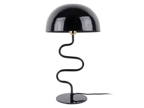 Tafellamp Grientino Zwart H54 cm met gedraaid frame en glanzende geëmailleerde kap