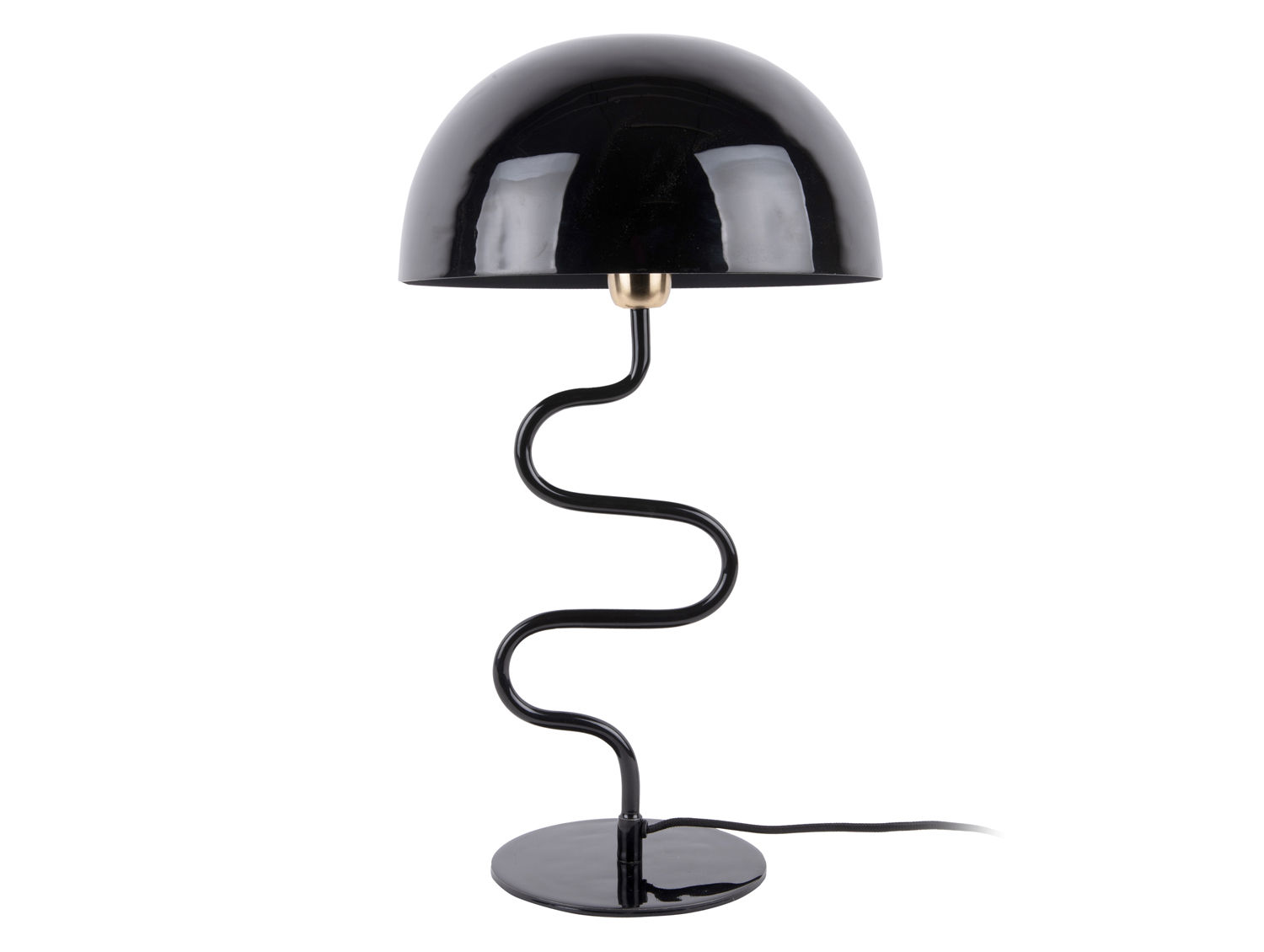 Tafellamp Grientino Zwart H54 cm met gedraaid frame en glanzende geëmailleerde kap