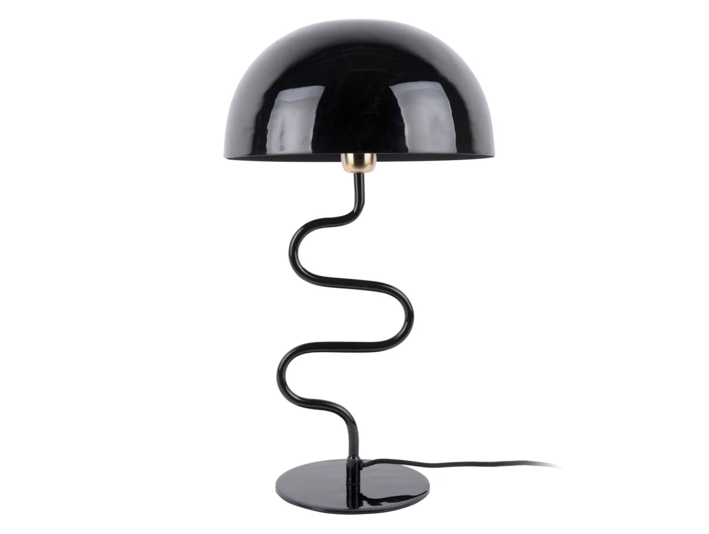 Tafellamp Grientino Zwart H54 cm met gedraaid frame en glanzende geëmailleerde kap