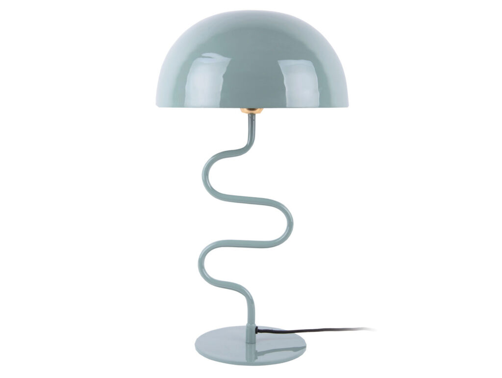 Tafellamp Laalvesta lichtblauw met gedraaid ontwerp, glanzende kap en ronde voet, 54 cm hoog