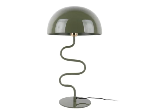 Tafellamp Toby groen H54 cm met gedraaide voet, glanzende geëmailleerde kap en modern design