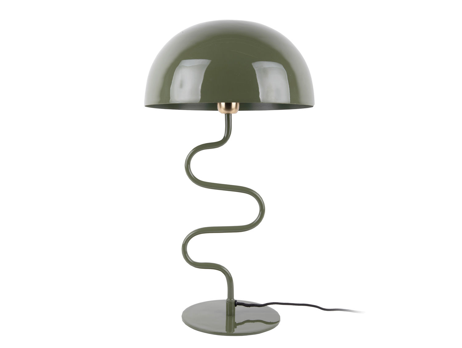 Tafellamp Toby groen H54 cm met gedraaide voet, glanzende geëmailleerde kap en modern design