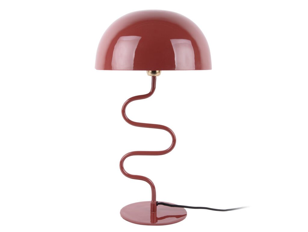 Tafellamp Maltel Oker H54 cm met gedraaide voet, glanzende kap en retro design