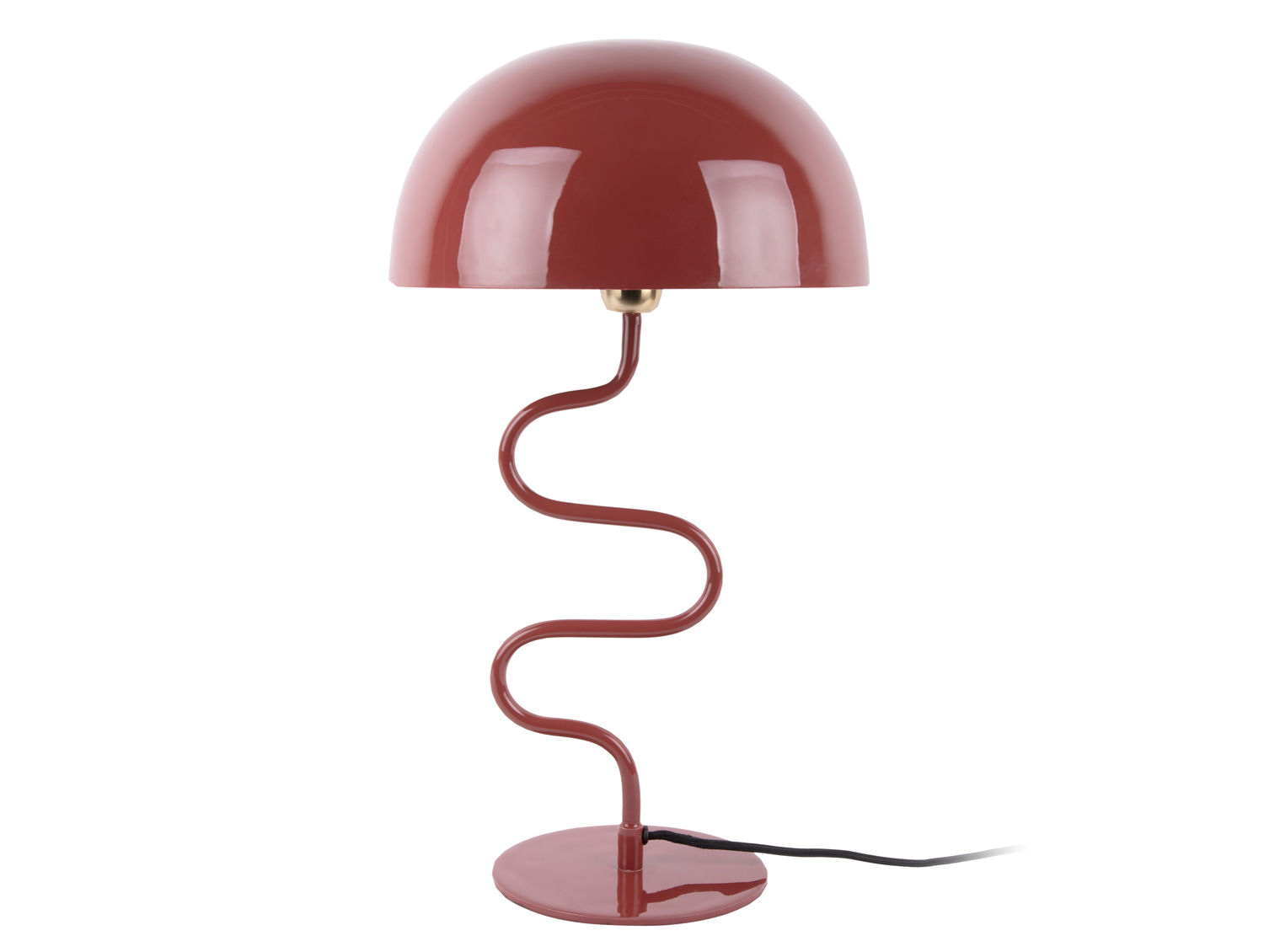 Tafellamp Maltel Oker H54 cm met gedraaide voet, glanzende kap en retro design