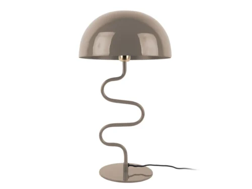 Tafellamp Bonner warm grijs met gedraaide voet en glanzende geëmailleerde kap, H54 cm