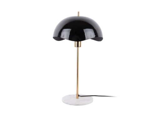 Tafellamp Vaurnal Zwart H56 cm met golvende kap, goudkleurige standaard en marmeren voet