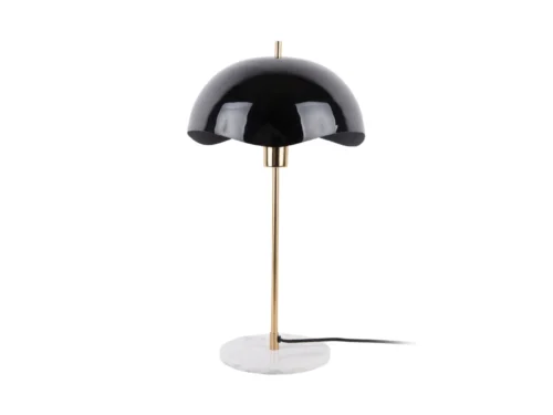 Tafellamp Vaurnal Zwart H56 cm met golvende kap, goudkleurige standaard en marmeren voet