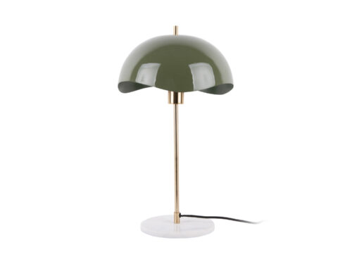 Tafellamp Trientis Groen H56 cm met speelse kap, goudkleurige standaard en marmeren voet