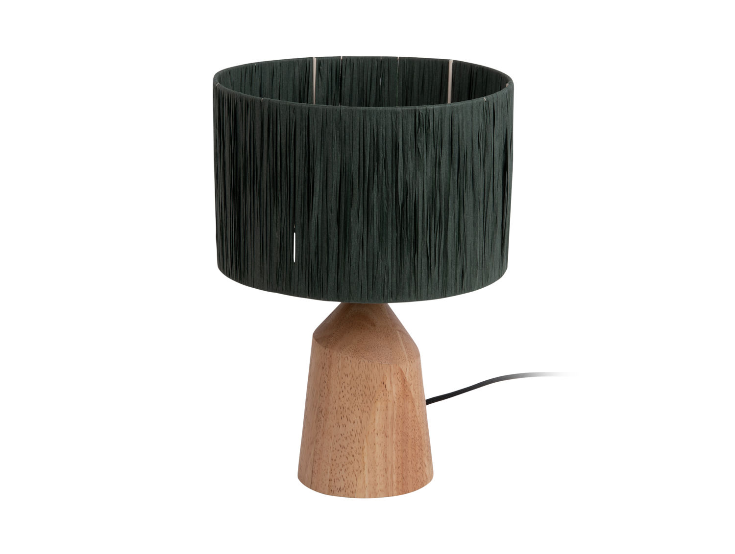 Tafellamp Flensio Groen Ø25 cm met houten voet en ronde groene kap