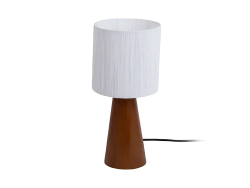 Tafellamp Furnek ivoor Ø15 cm met papieren kap en houten basis in natuurlijke, rustige look