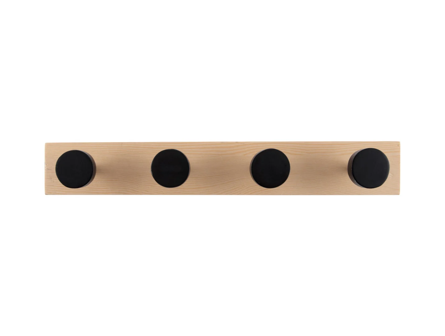 Kapstok Kuldano zwart 40 cm met 4 ronde haken, bamboo en metaal, strak wandmodel