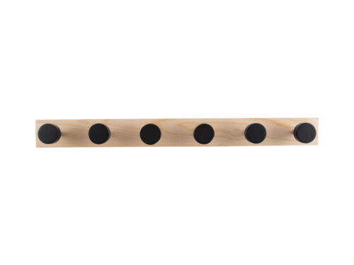 Kapstok Sinnun Zwart 60 cm, wandmodel van bamboo en metaal met 6 zwarte haken