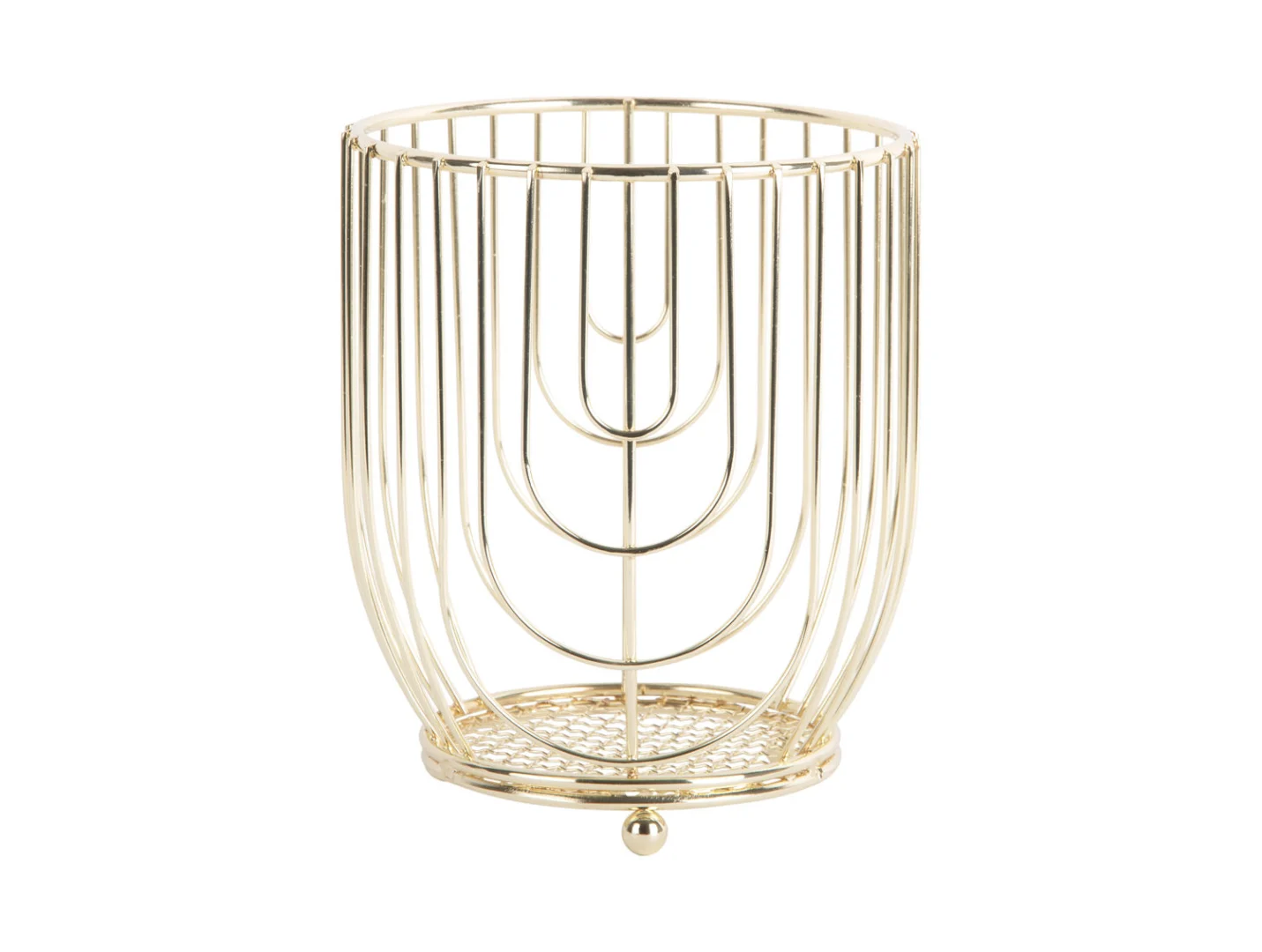 Woonaccessoire Grautond Metaal Goud: gouden metalen draadmand voor keukenopslag, compact en stijlvol met open design
