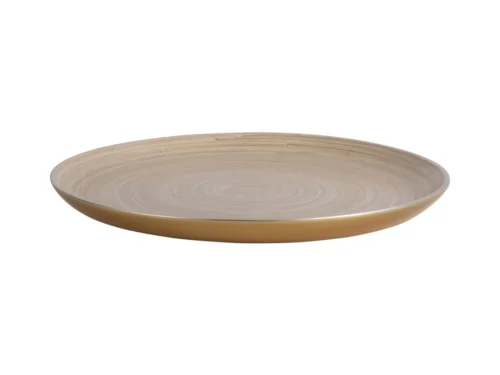Dienblad Fleentora bamboe goud, rond decoratief dienblad met warme natuurlijke uitstraling