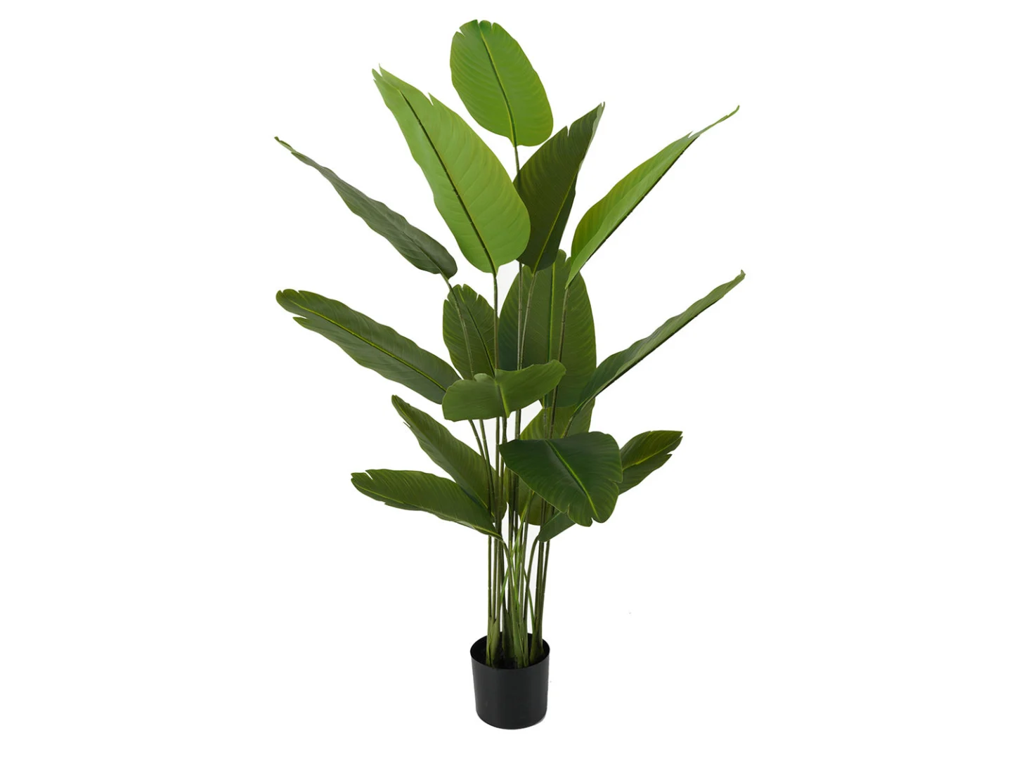 Kunstplant Dalia Groen H150 cm met lange groene bladeren in zwarte pot, natuurlijke uitstraling