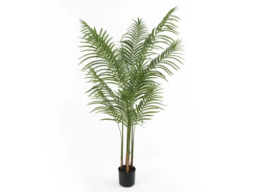 Kunstplant Traarrura Groen H140 cm met volle palmbladeren in zwarte pot, natuurlijke uitstraling