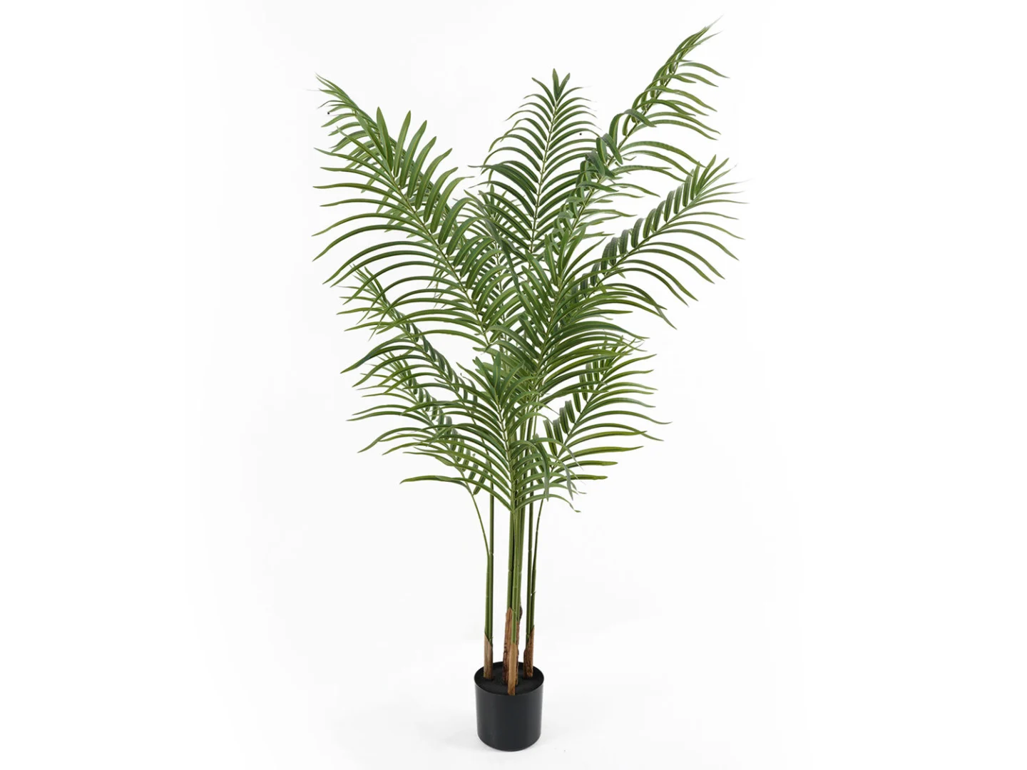 Kunstplant Traarrura Groen H140 cm met volle palmbladeren in zwarte pot, natuurlijke uitstraling