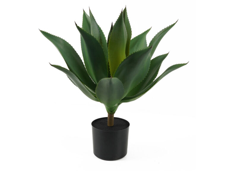 Kunstplant Doolea donkergroen H56 cm, compacte volle succulent in zwarte pot