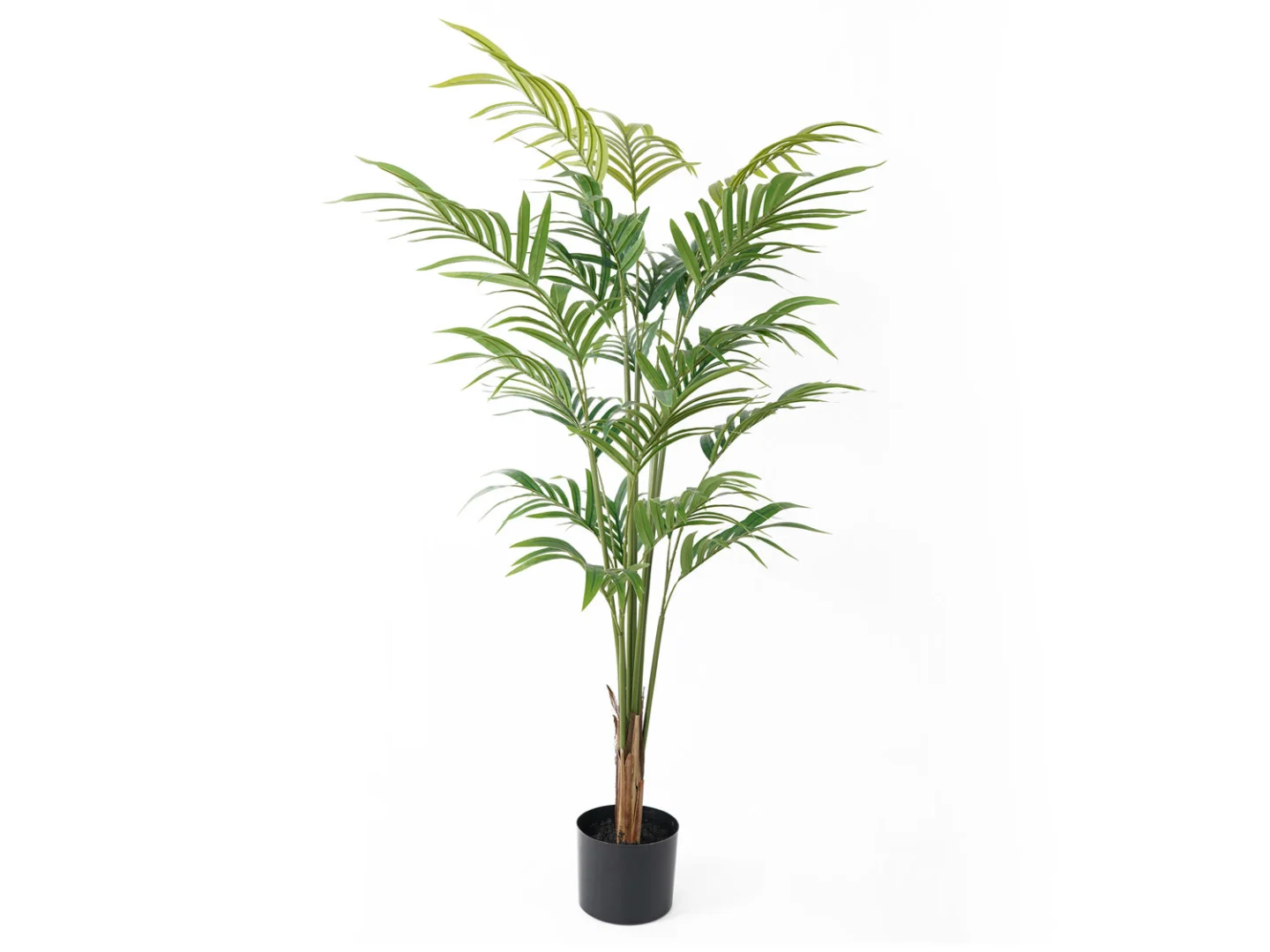 Kunstplant Carmoro Groen H120 cm, hoge palm met volle groene bladeren in zwarte pot