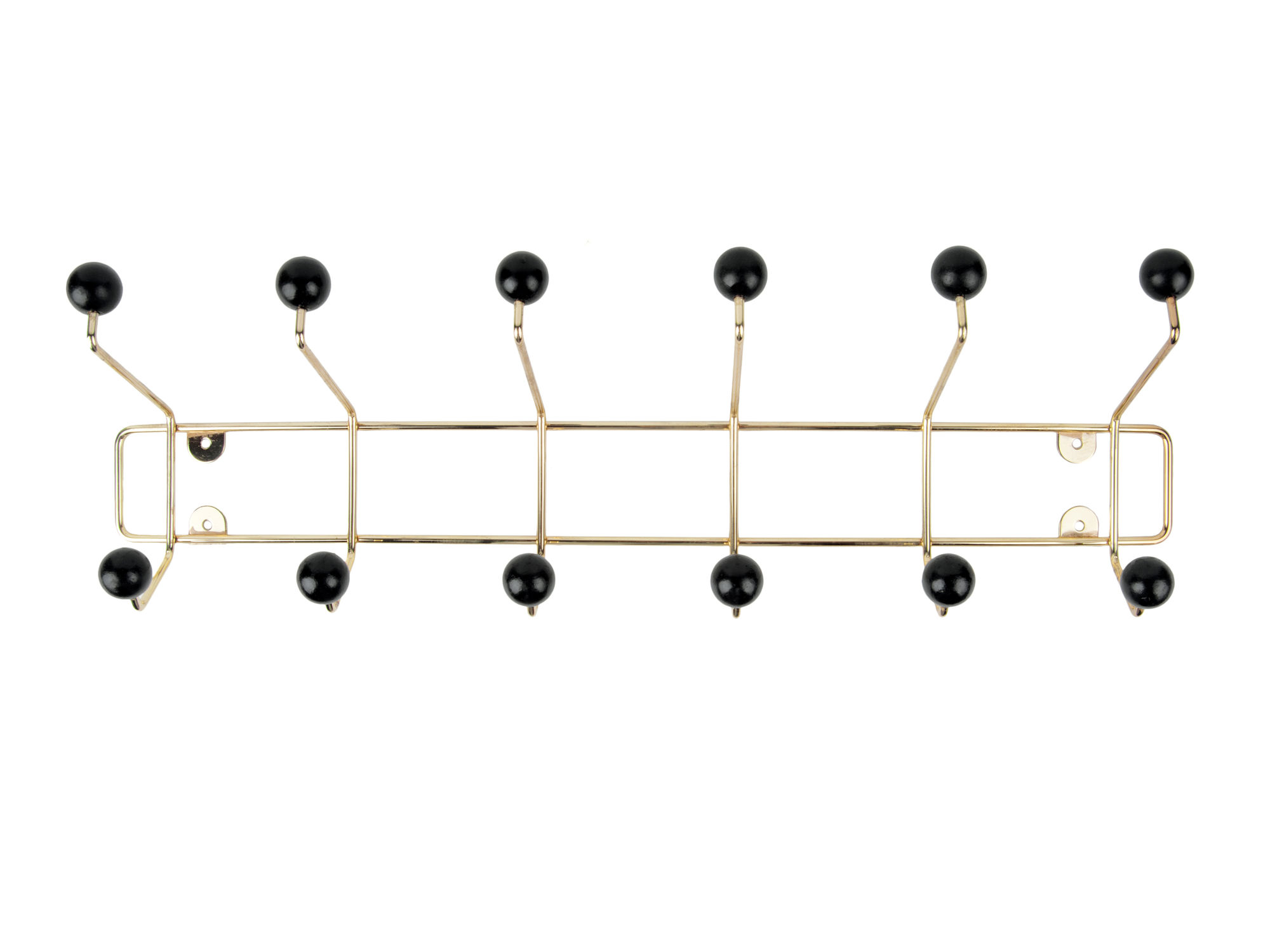 Woonaccessoire Borculo Zwart met gouden frame en 10 zwarte knoppen, modern wandrek 54 x 15 cm