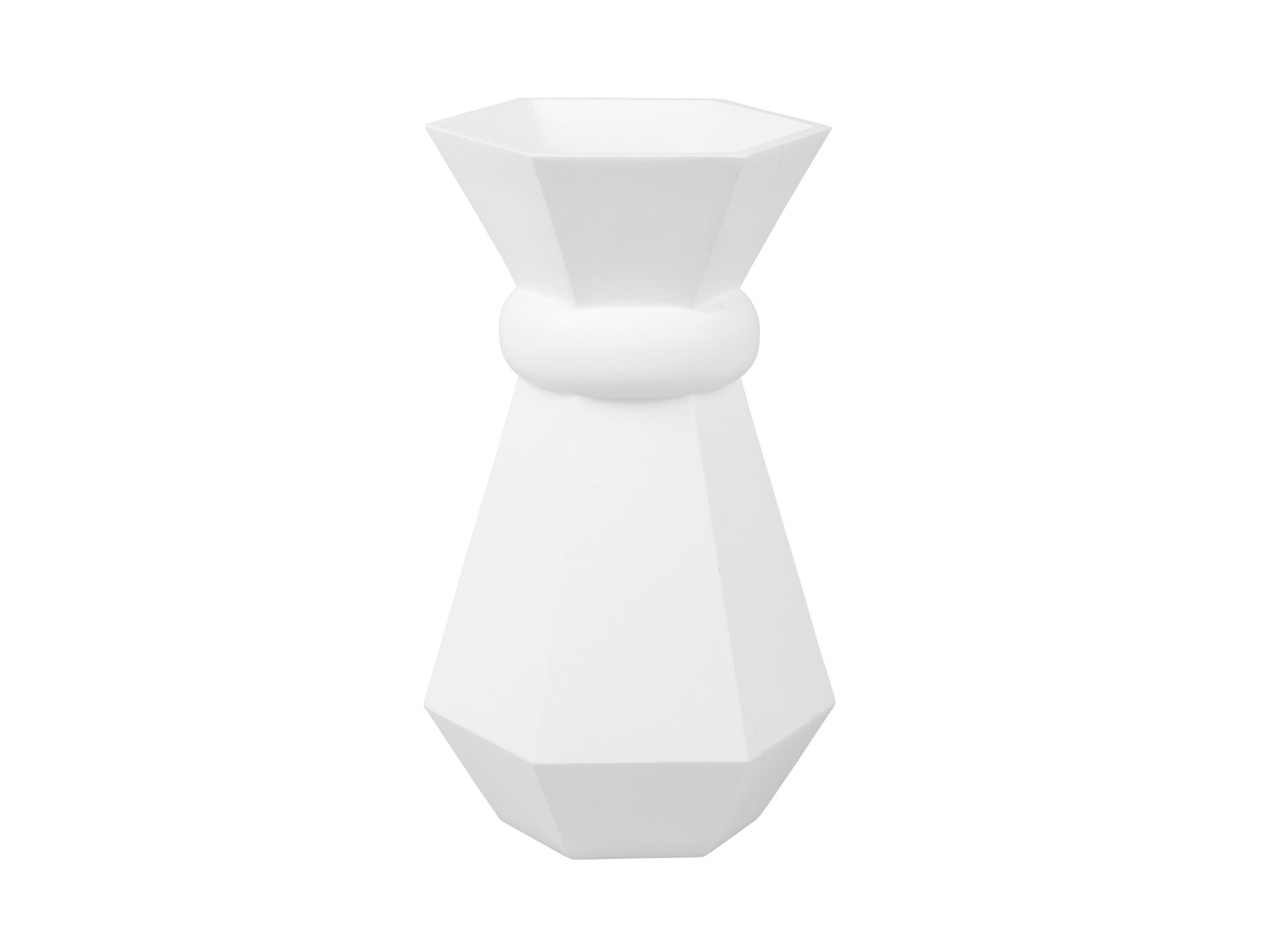 Witte Beellura polyresin vaas met geometrische vorm en compact, stijlvol design
