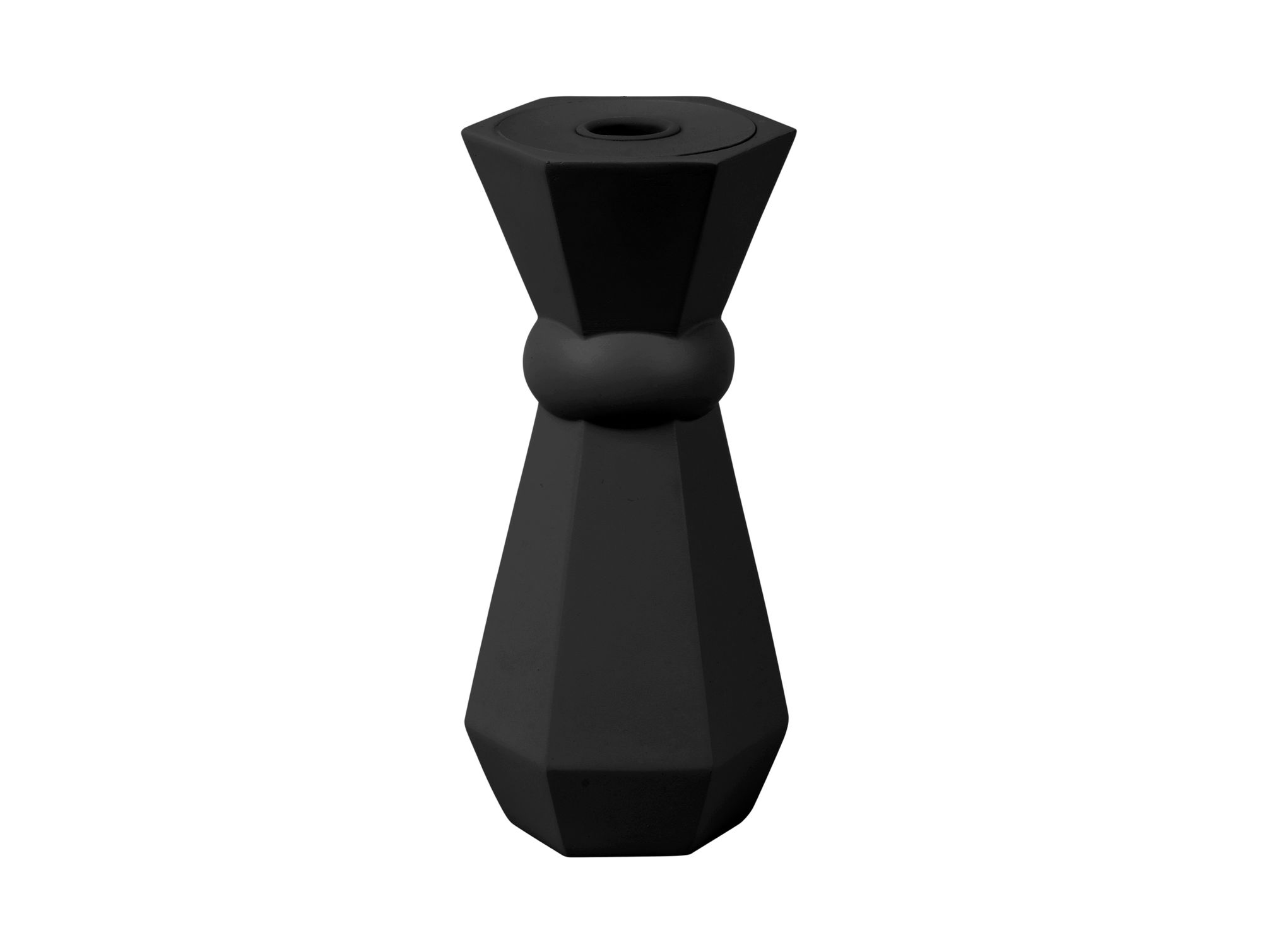Zwarte Kloossil polyresin kandelaar met slanke, moderne vorm en Ø8 cm