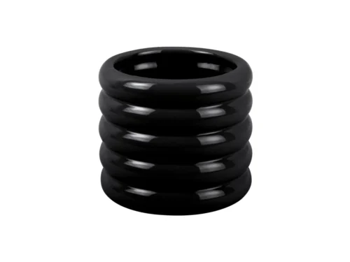 Bloempot Flisko van zwart keramiek, compact rond ontwerp met glanzende afwerking, Ø15 cm
