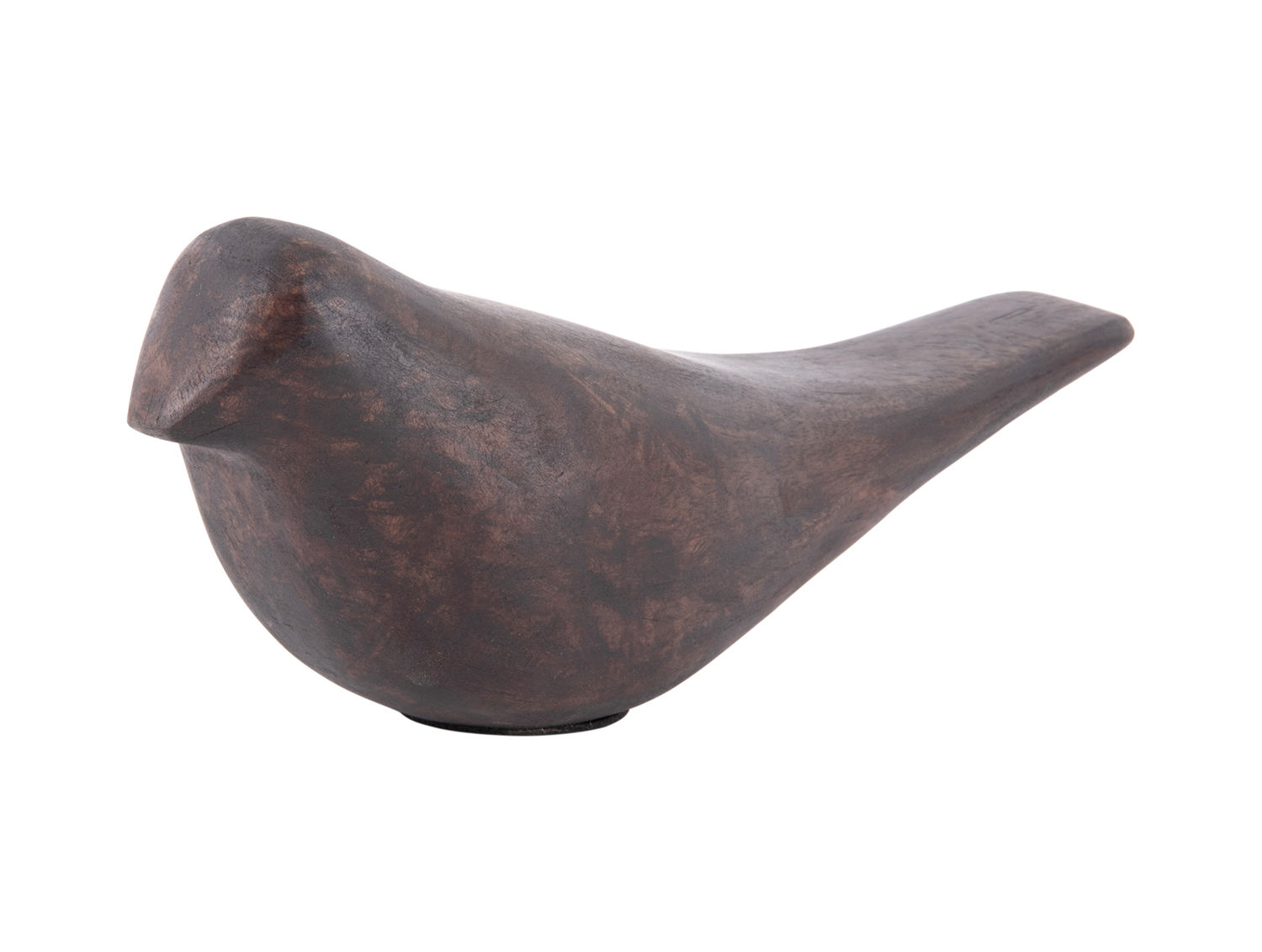 Beeld Sleiska walnoot, slanke vogelvormige woonaccessoire met warme donkere houtlook, 10 cm hoog
