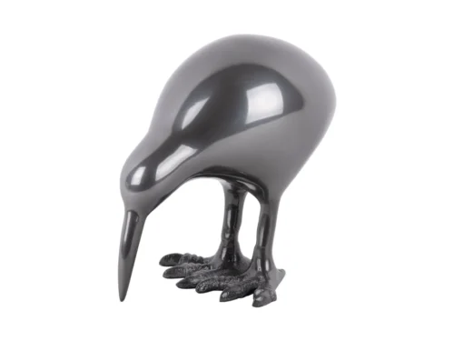Beeld Nindon Metaal H16 cm, glanzend zwart decoratief vogelbeeld met slanke poten en compacte vorm