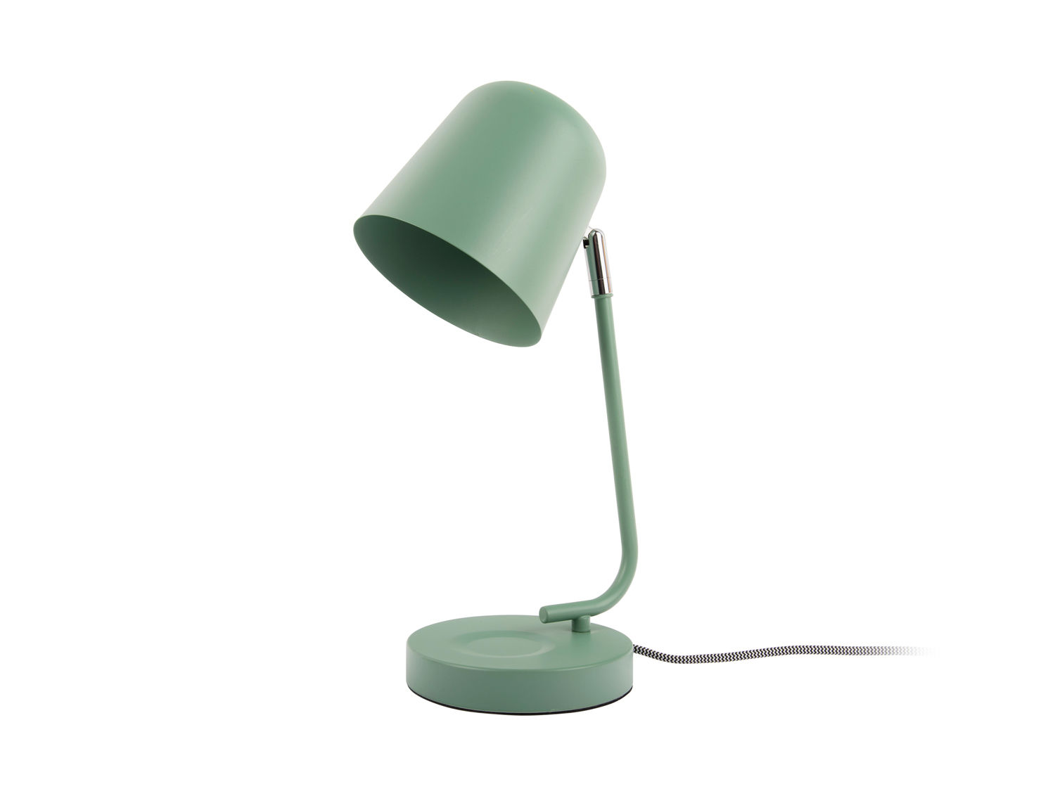 Tafellamp Harru Ø15 cm in matgroen met gebogen kap en compacte metalen voet