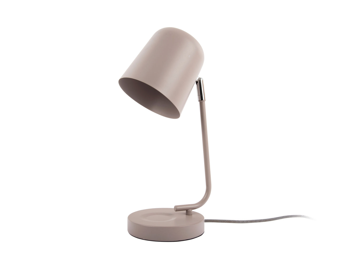 Tafellamp Traammel warm grijs Ø15 cm met gebogen kap en metalen voet