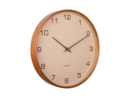 Wandklok Keibona Bruin met warme houten rand, stille wijzerplaat en mid-century uitstraling