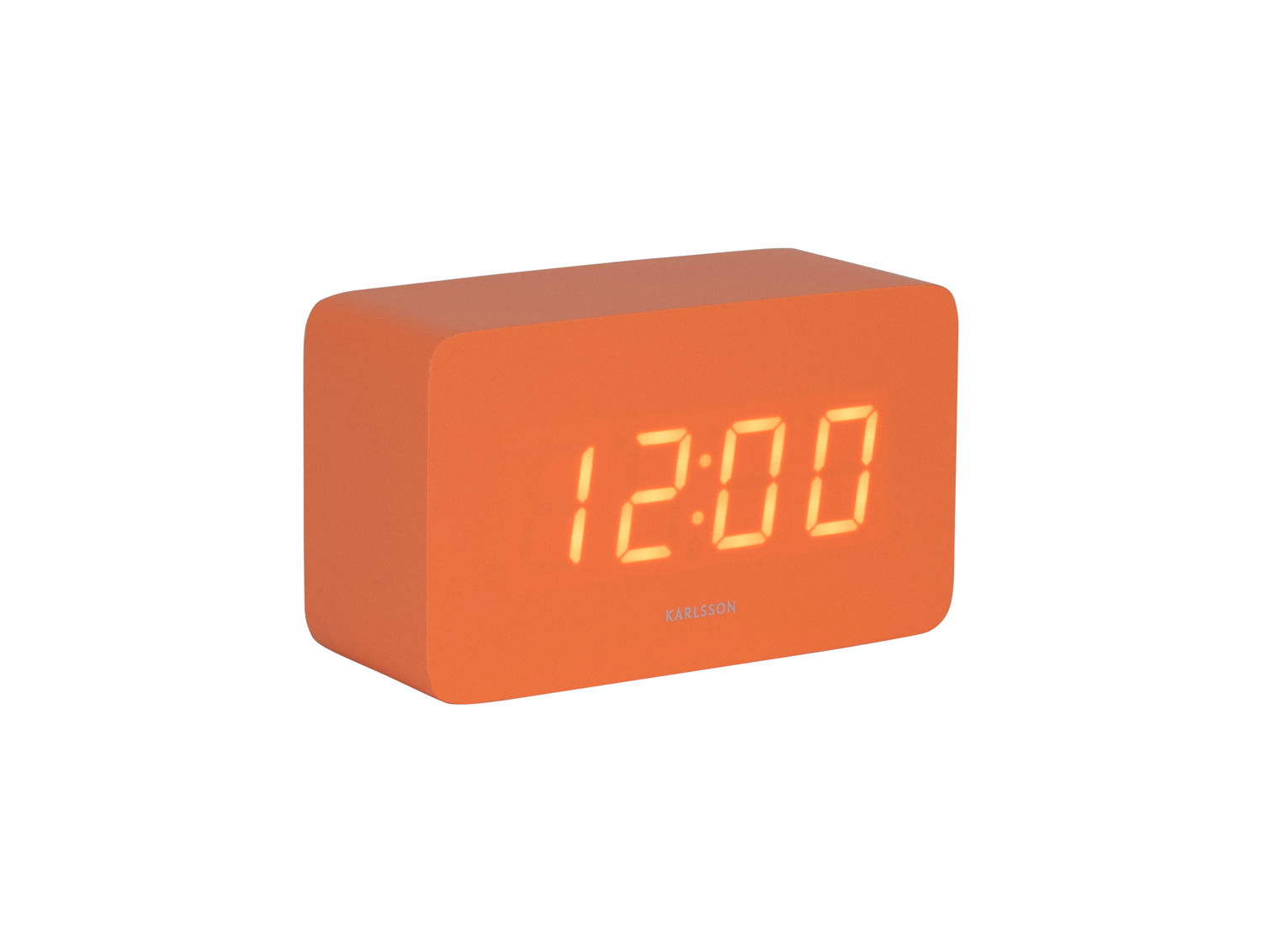 Wekker Klusio Helder Oranje met helder LED-display en compact rechthoekig ontwerp