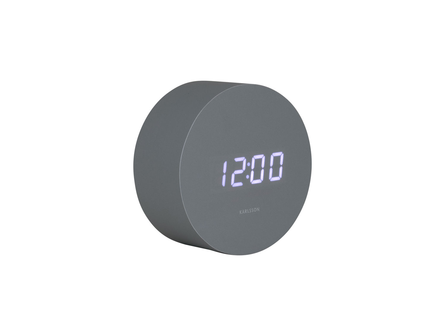 Wekker Braril Grijs, compacte ronde LED-wekker met duidelijke tijdsweergave en temperatuurdisplay