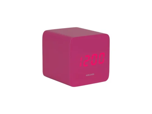 Karlsson Spry wekker helder roze met LED-display en compact kubusvormig ontwerp