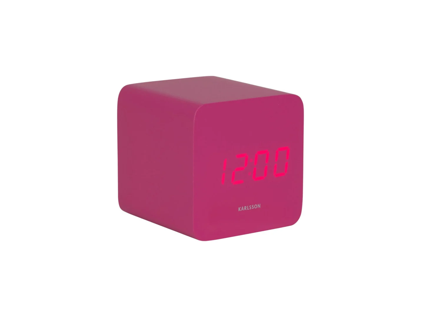 Karlsson Spry wekker helder roze met LED-display en compact kubusvormig ontwerp