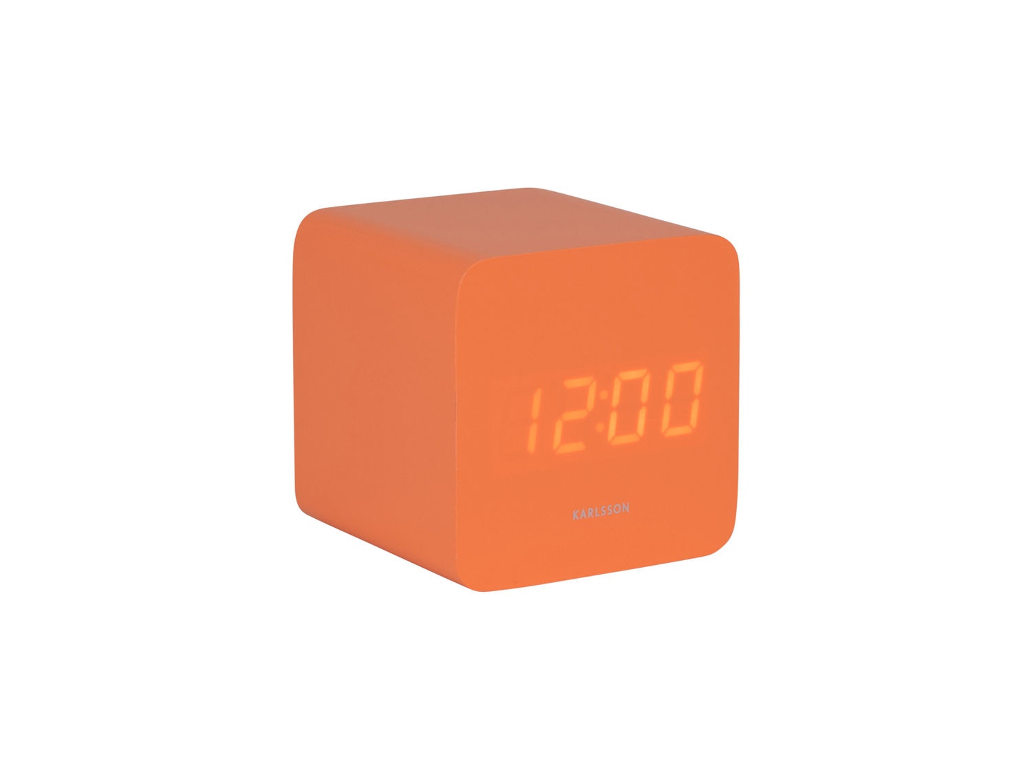 Wekker Stodik helder oranje met LED-display en compact kubusdesign