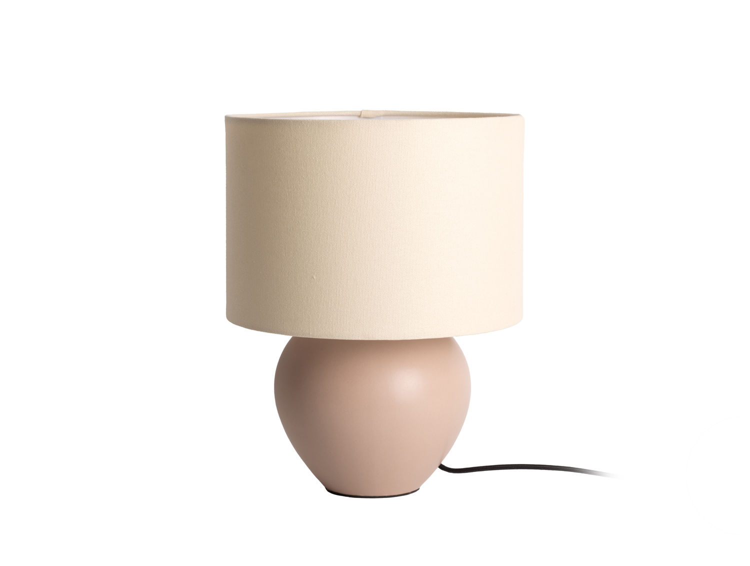 Tafellamp Zinan bruin met canvas kap en keramische basis, sfeervolle lamp H33 cm