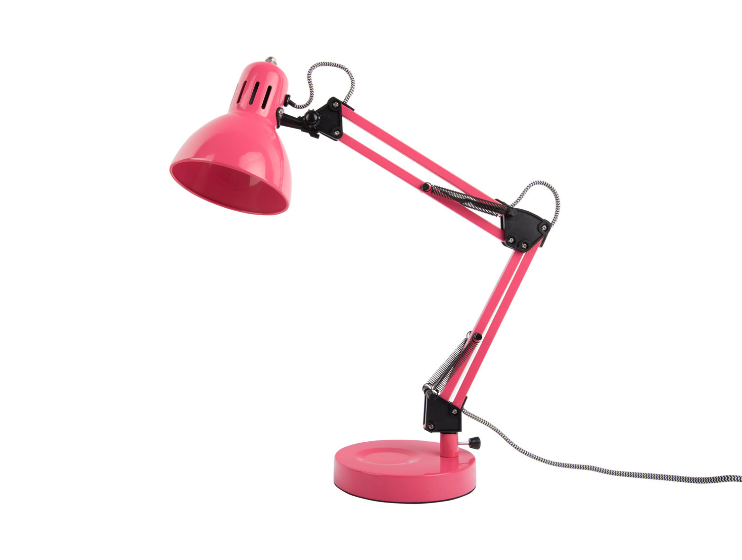 Tafellamp Kleemon helder roze met verstelbare arm en compacte Ø15 cm voet, opvallende sfeermaker voor bureau of nachtkastje