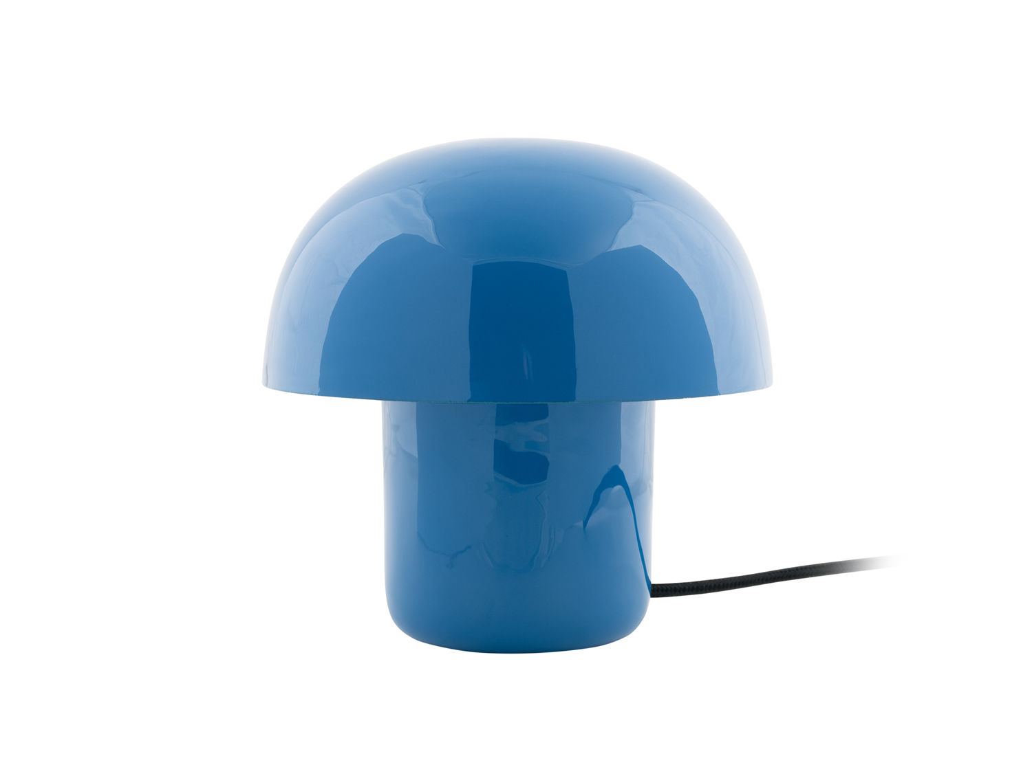 Tafellamp Klerdano helder blauw met glanzende geëmailleerde afwerking en opvallende paddenstoelvorm
