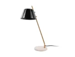Voovu zwarte tafellamp met marmeren voet, gouden arm en modern ijzeren design, H53 cm