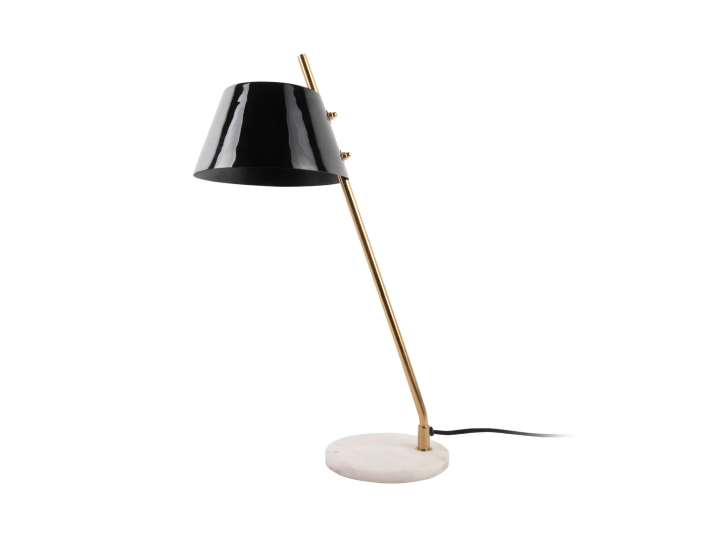 Voovu zwarte tafellamp met marmeren voet, gouden arm en modern ijzeren design, H53 cm