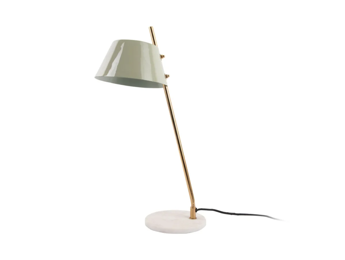 Tafellamp Kandy H53 cm met marmeren voet, metalen goudkleurige standaard en verstelbare kap