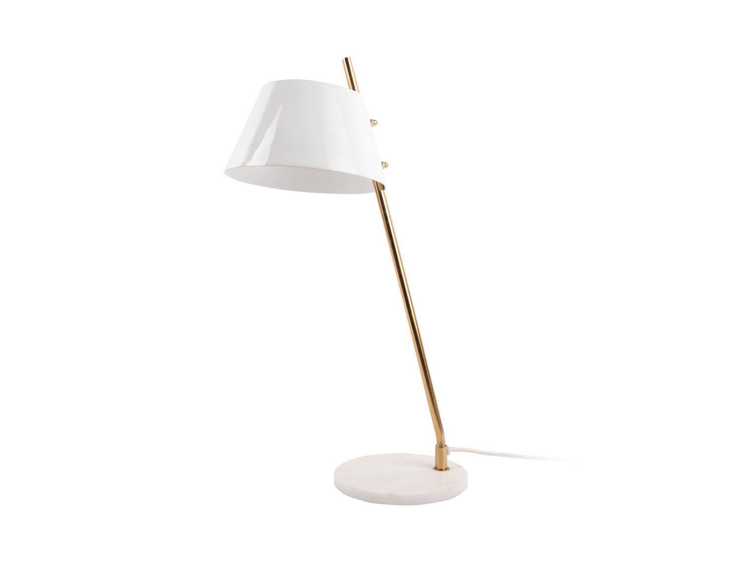 Tafellamp Larin wit met metalen frame, marmeren voet en 53 cm hoogte