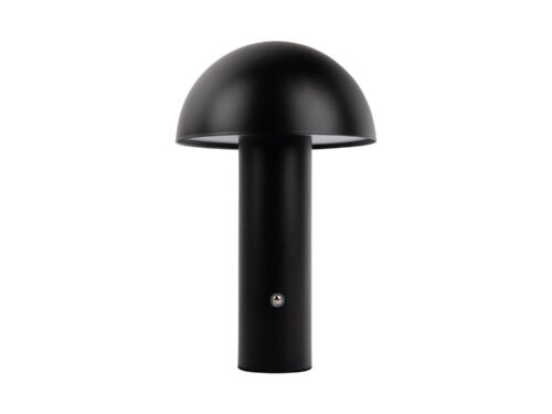 Tafellamp Tilburg zwart H25 cm met convexe kap en matte afwerking, snoerloos en modern design