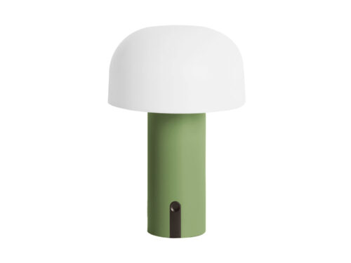Tafellamp Sleiko Groen H23 cm met milky white kap en draadloos LED-ontwerp, retro en compact